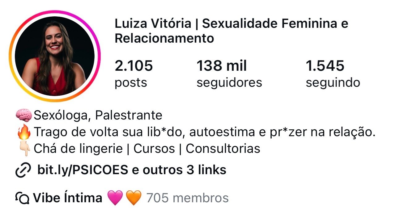 Perfil de @luizavitoria no Instagram